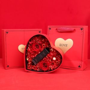 Rigid Valentine's Day Bow Gift Box With Top And Bottom Cover Large Gift