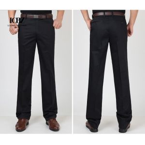 Men's Regular Fit Low Smart Side Pocket Dress Pant Suits with Straight Leg in