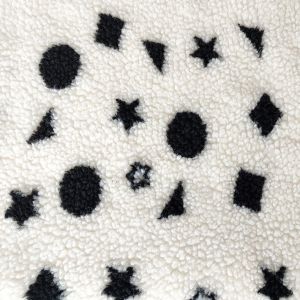 Black And White Sherpa Fleece Fabric Jacquard Yarn Dyed For Backoack Floor Mats