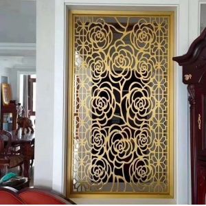 Modern interior decoration metal glass room divider wall panel