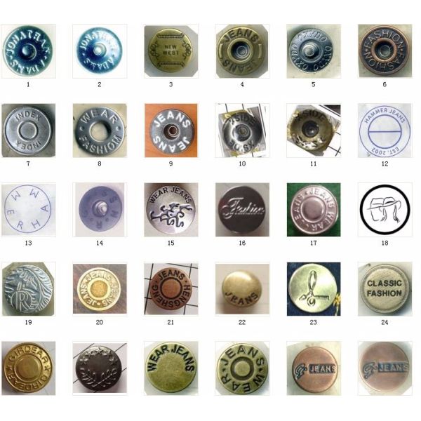 wholesale Custom Logo 17MM 20MM Iron Stainless steel Brass Jeans Button Bottons