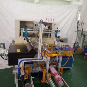 PLC Plastic Cup Screen Printing Machine UVLED 1 Color Auto Screen Printing Press
