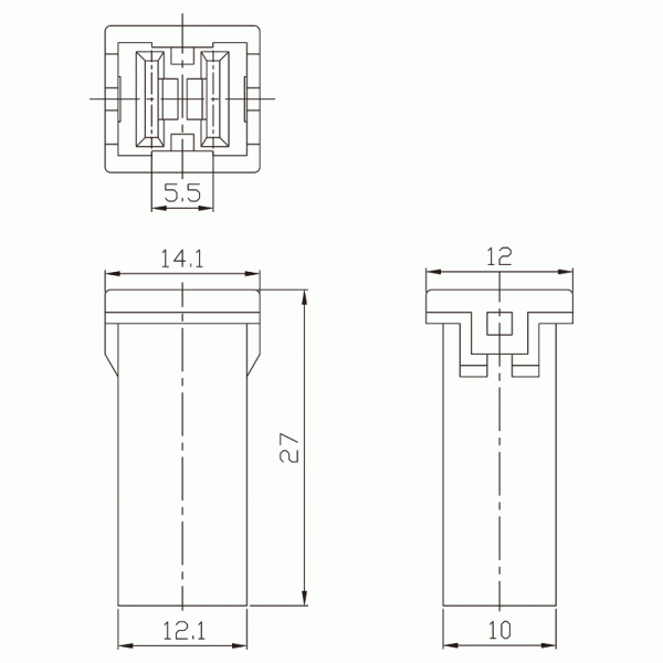 FLF-E 20A to 60A Square Mini Female Type Slow Blow Vehicle Automotive Jcase Auto Car Fuse Link
