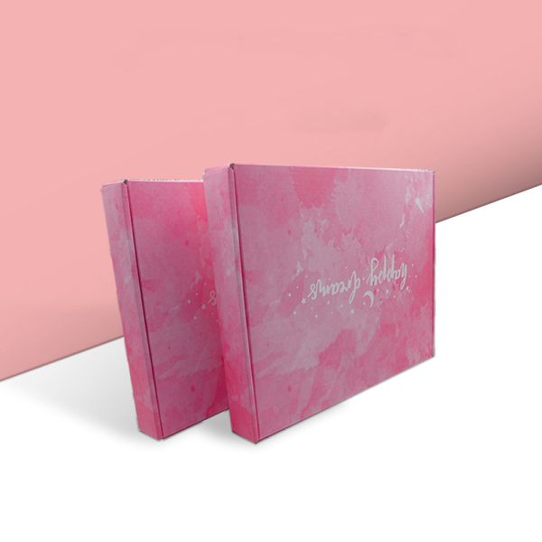 Customizable Pink Gold Hot Stamp Logo Clothes Cardboard Mail Box Cardboard Packaging Boxes
