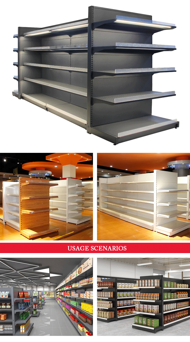 Double-Sided Metal Gondola Shelving for Supermarkets