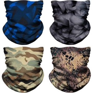 Cooling Half Balaclava Army Plaid Face Mask Tube Bandana