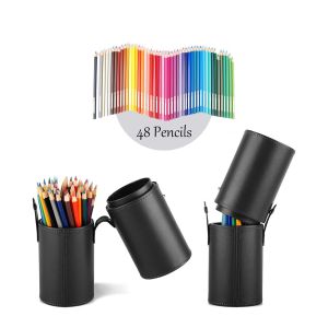 Synthetic Leather Makeup Brush Tube Large Capacity Well Stitiched