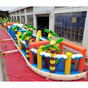 EN71 Long Amusement Park Inflatable Bounce House Combo