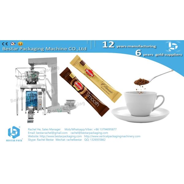 Instant coffee 3 in 1 coffee stick shape packaging automatic weighing packing