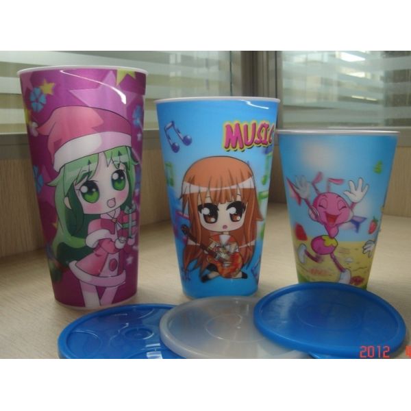 PLASTIC LENTICULAR lenticular printing kid picture changing mug plastic cup pp