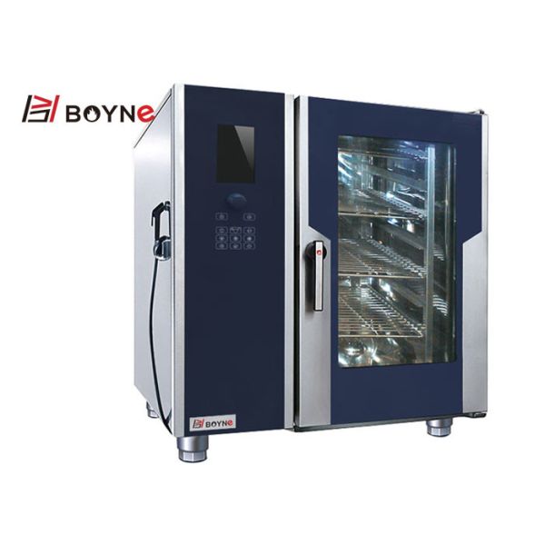 18.5kw Commercial Kitchen Cooking Equipment 10 Trays Steam Combi Oven With Injection LCD Version