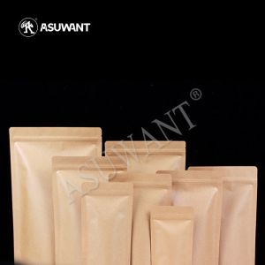 Durable Kraft Paper Stand Up Zipper Bag Gravure Printing With See Through Window