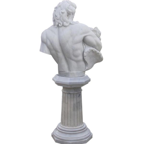 Man bust statue with lion marble sculptures,China stone carving Sculpture supplier