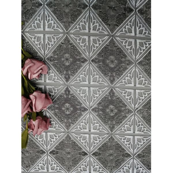 Buy Geo Diamond Tulle Embroidered Lace Fabric Curtain Cloth at wholesale prices