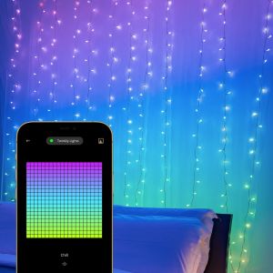 Adjustable RGBIC 2700K-6500K LED Curtain Lights With Music Sync IP44 Waterproof