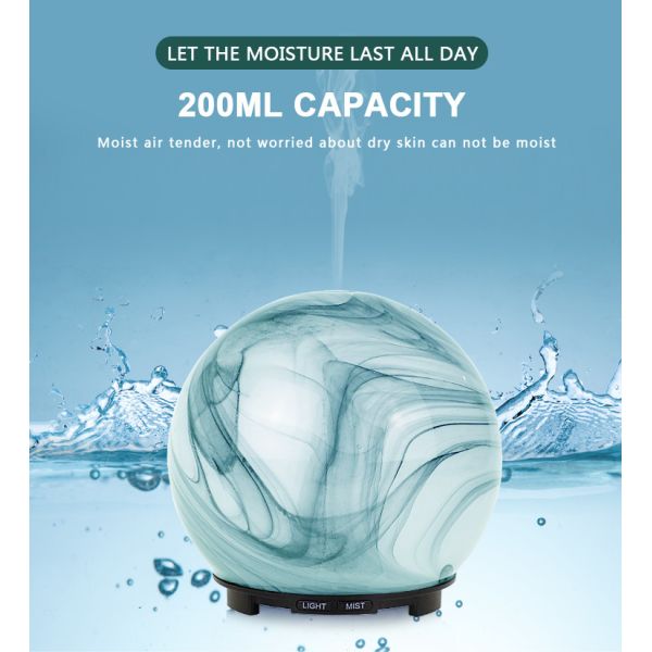 200ml 3d Essential Oil Diffuser , 6-8Hours Cool Mist Glass Electric Diffuser