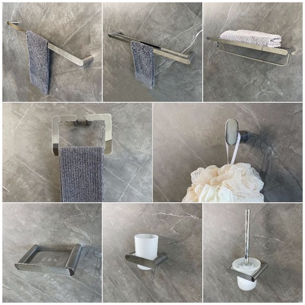 Modern Toilet Bathroom Accessories Set Satin Stainless Steel