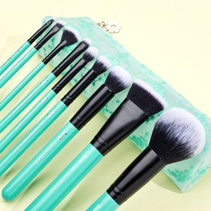 Antimicrobial Fiber Jessup 9pcs Turquoise Makeup Brushes