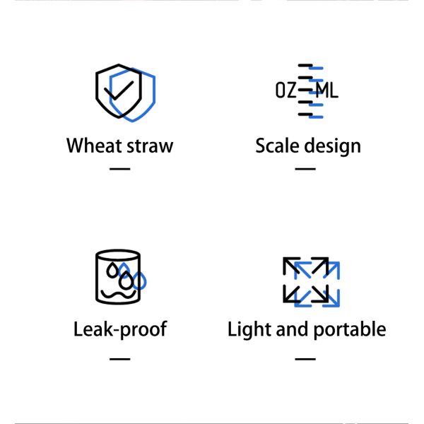 600ml Sports Environmental Protection Material Wheat Shaker Bottles Protien Shaker Bottles