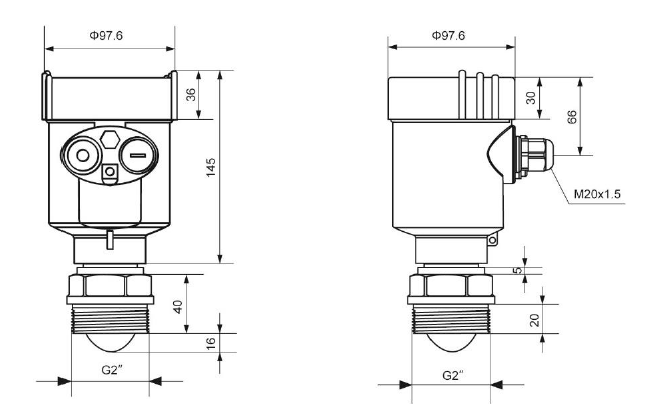 KLD800 Series 80G Radar Level Gauge PTFE Antenna Size Small Blind Spot