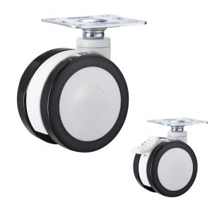 142LBS 3 Inch Black PU Swivel Locking Medical Casters Dual Wheel Plate Type