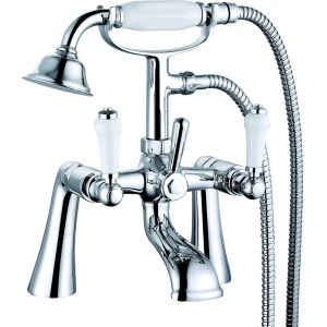 Modern Chrome Finish Bath Mixer Taps Double Handle T8351