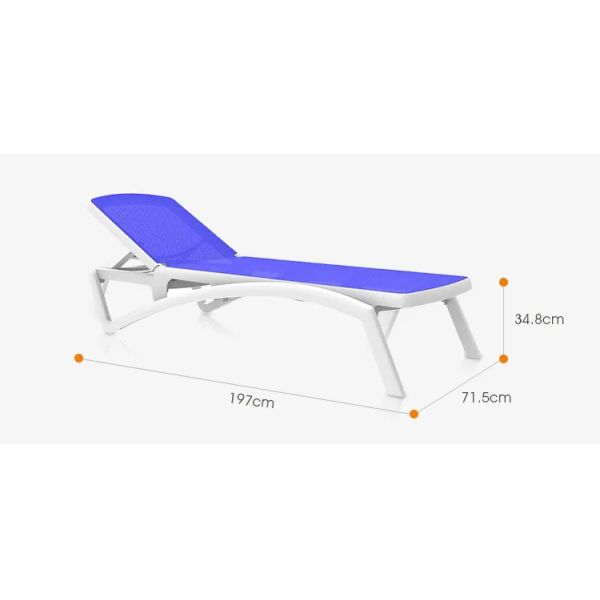 Outdoor Garden Plastic Teslin Stackable Chaise Sun Lounger Chair for Hotel Beach Patio