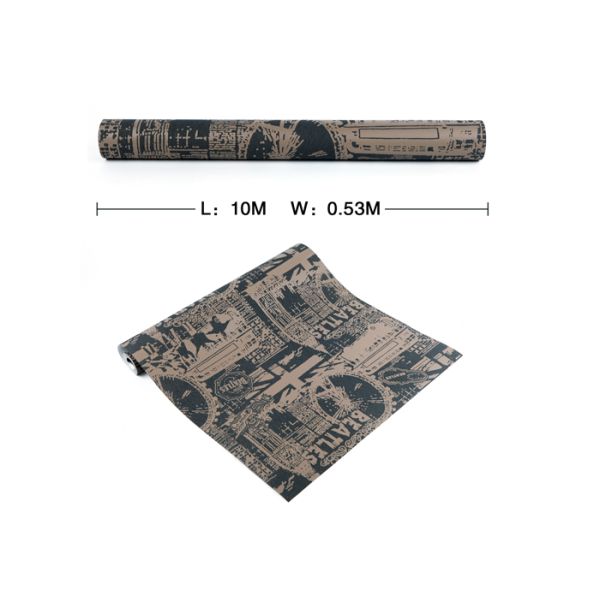 Vintage Style Modern Lounge Wallpaper 0.53*10M , Sitting Room Wallpaper With English Letters