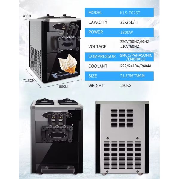 3 Flavor Floor Stand 304 Stainless Steel Ice Cream Making Machines With Casters