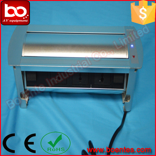 Conference Tabletop Hidden Electric Rotating Power Outlet Box / Desktop Revolving Cable Cubby