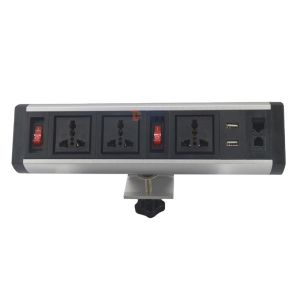 Removable clamp on table edge mounted table socket outlet with usb port