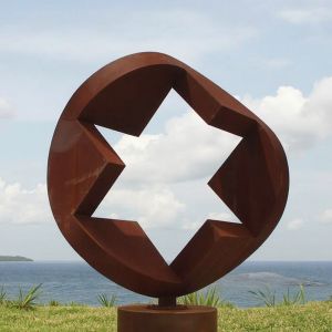 Custom Outdoor Weathering Steel Geometric Star Sculpture by Professional