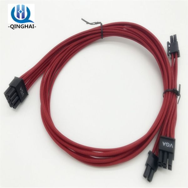 New 8Pin PCI-E Male to Dual 8(6+2)-Pin+6Pin PCI-E Power Extension Cable -Red