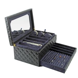 Velvet Leather Travel Jewelry Organizer Box High Gloss Antibacterial