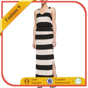China Black and Almond Striped Maxi Dress on sale