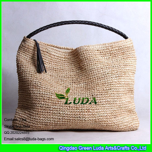 Buy LUDA hand crochet straw handbag lady raffia straw beach handbags at wholesale prices