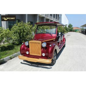 Red Color Custom Aluminum Chassis Classic Golf Cart Shuttle Bus With Roof