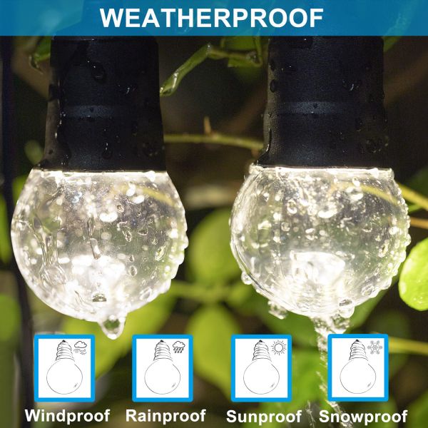 Backyard Warm White Solar Festoon Lights Outdoor 25 Bulbs Waterproof 1w