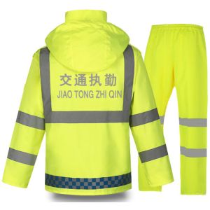 Reflective PPE Safety Wear Fluorescent Yellow Waterproof Reflective Raincoat