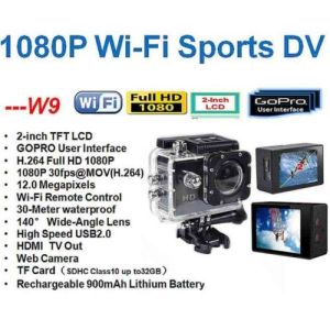 New Style W9 WIFI Action Camera 2.0"LCD Full HD 1080P Camcorder CMOS Diving 30M