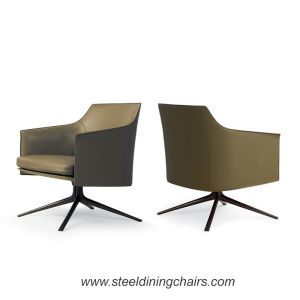 Ss Office Black Real Leather Swivel Base 74cm 97cm Single Seater Couch