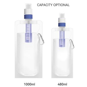 Outdoor Survival Portable Foldable Water Purifier Bottle Water Filter Bottle For