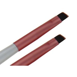 Brown Nylon Hair Eye Makeup Brushes Red Metal Ferrule Silver Wood Handle