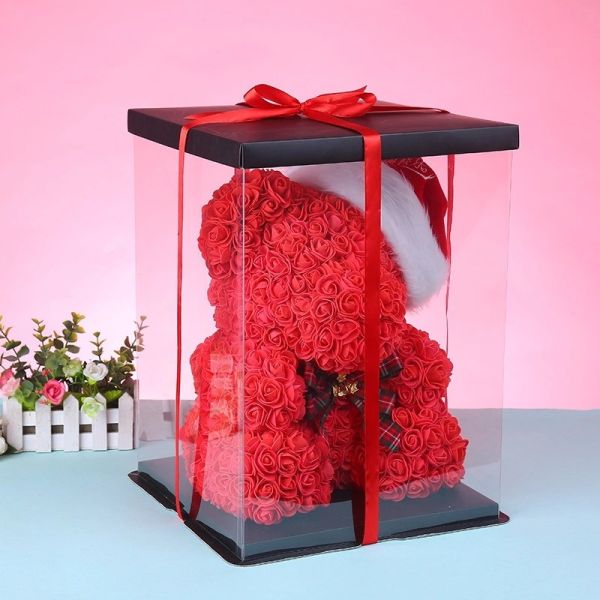 Long Lasting Preserved 40cm Size Roses Bear with Gift box That Lasting 3 Years Valantines day gift