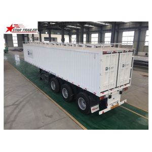3 Axles Van Truck Flatbed Container Trailer With ABS Brake System