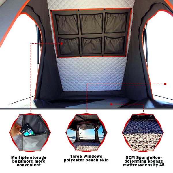 Waterproof 1.8cm Aluminum Alloy Car Roof Tent For Outdoor Camping