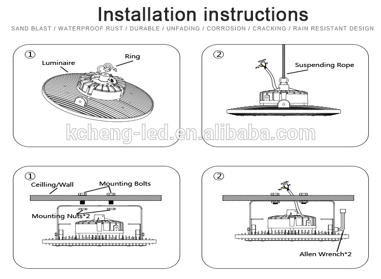 30X30X15cm 90lm/W 6500K 200w LED High Bay Lights