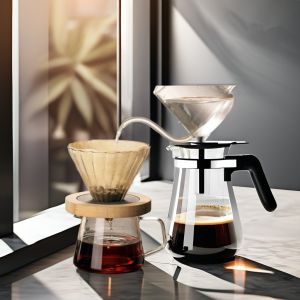 Quality Plastic Type Round Transparent Glass Pour over Coffee Dripper for Modern Design Style for sale