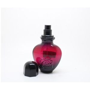 China special shape custom design cheap black and red glass perfume bottles with pump on sale