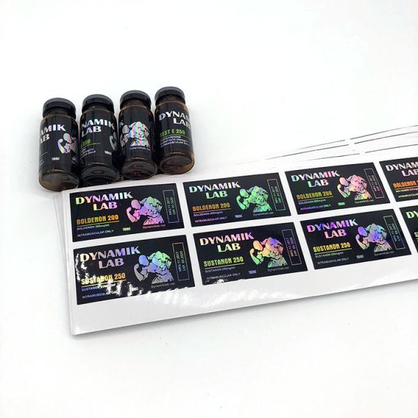 Holographic vial Bottle Labels , Different Product Names Colors 10ml Vial Label